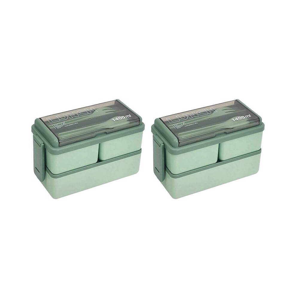 2X Bento Lunch Box for Adults, Kids Leak Proof Meal Prep Portion Control Boxes Style for Compartment Slim Container