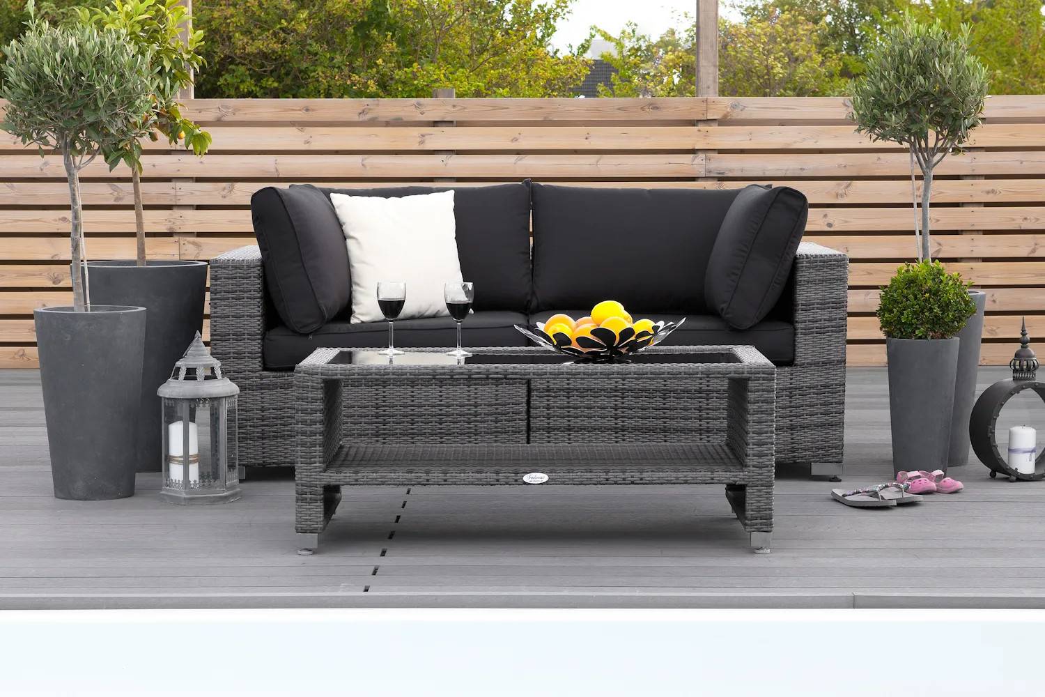 Comfort GardenBahamas Loungesæt 2 Personers + Bord m HyldeGrå