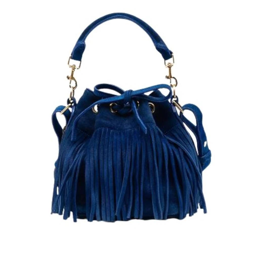 Yves Saint Laurent Vintage Pre-owned Emmanuelle Bucket Bag - Vintage - Dame - Blå - ONE SIZE - Uld