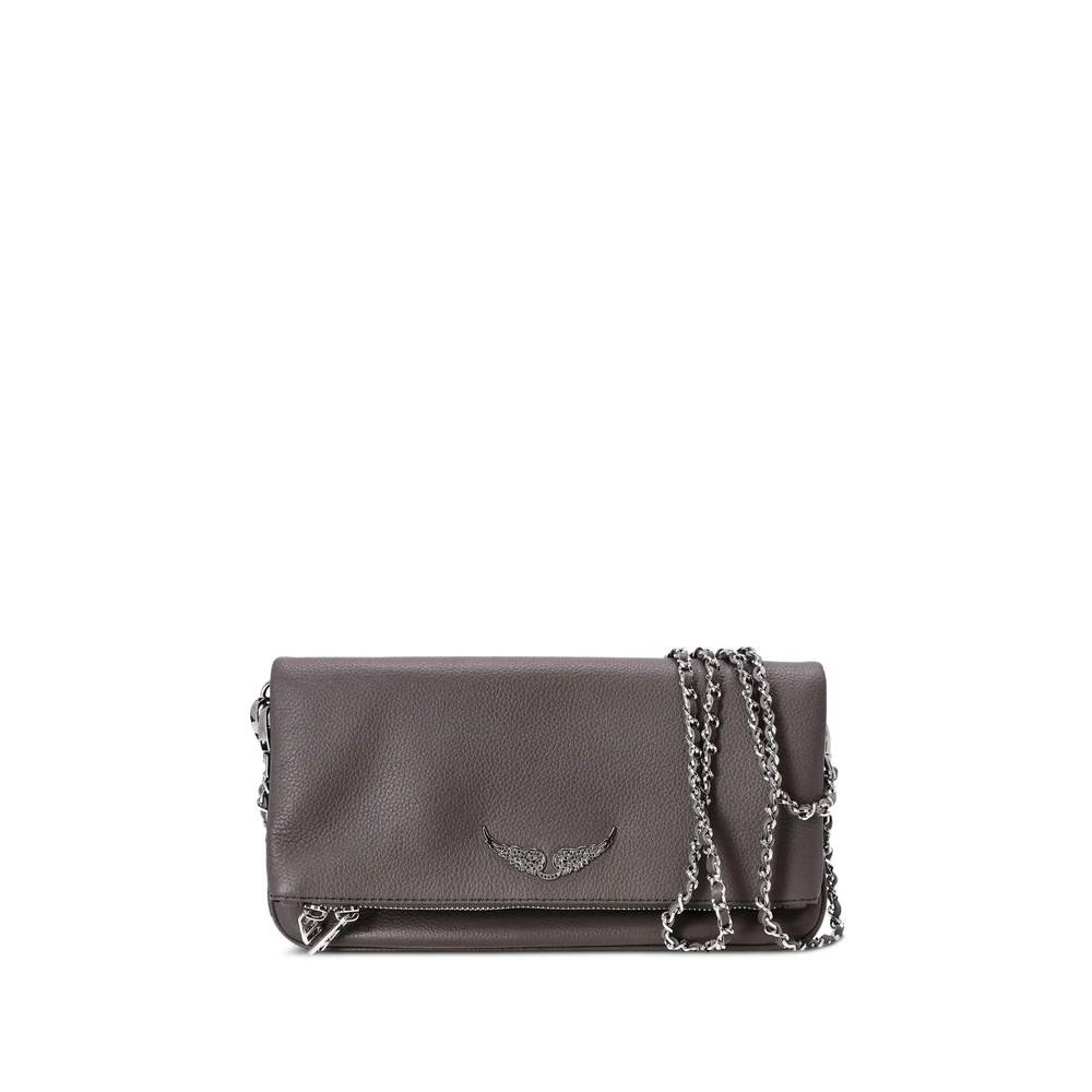 Zadig & Voltaire Rock Læder Skuldertaske - Tasker - Dame - Grå - ONE SIZE - Uld