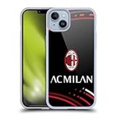 Head Case Designs Officiellt Licensierade AC Milan Böjda Crest Mönster Mjuk Gel Fodral Skal Kompatibelt med Apple iPhone 14 Plus