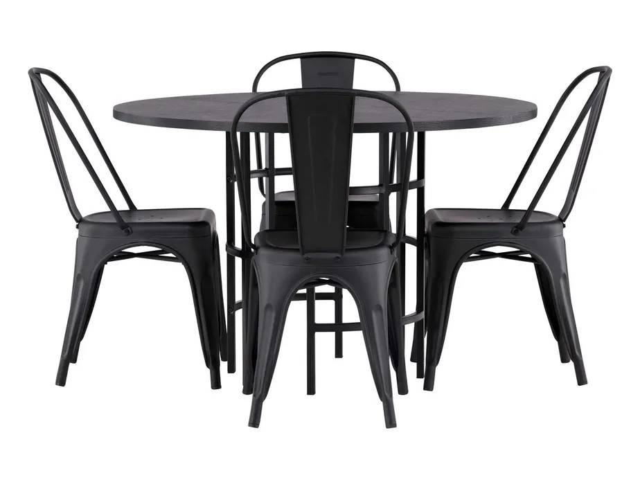 Venture Design Copenhagen & Tempe matgrupp Svart/svart 4 stolar & bord 115 cm