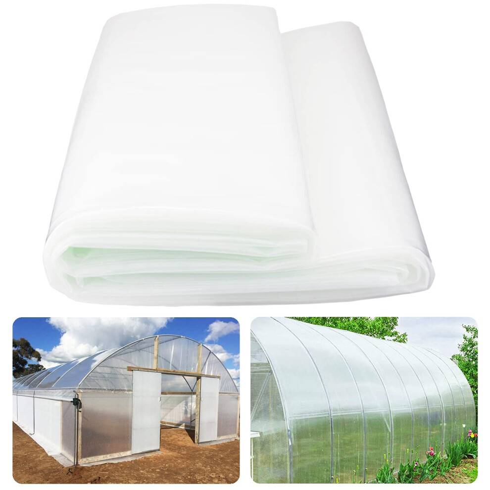 Inslat 6 Mil Greenhouse Plastic Film Arbejdsdækning 8 'X 25' UV Resistent Polyethylene Film 4 -årig grøn hus Hoop Supply Farm Plastic Cover