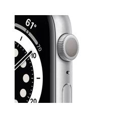 Apple Watch Series 6 (GPS) - 44 mm - silveraluminium - smart klocka med sportband - fluoroelastomer - vit - bandstorlek: S/M/L - 32 GB - Wi-Fi, Bluet