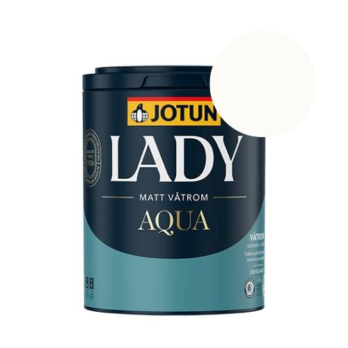 TILBUD: JOTUN LADY Aqua Vådrumsmaling 9 l. Mat - Glans 5. Farve: 9010 Reinweiss.