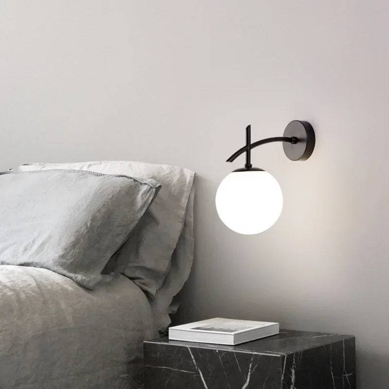 LumiSconce – Svart Guld Glas Vägglampa - Svart 15cm / Kall Vit
