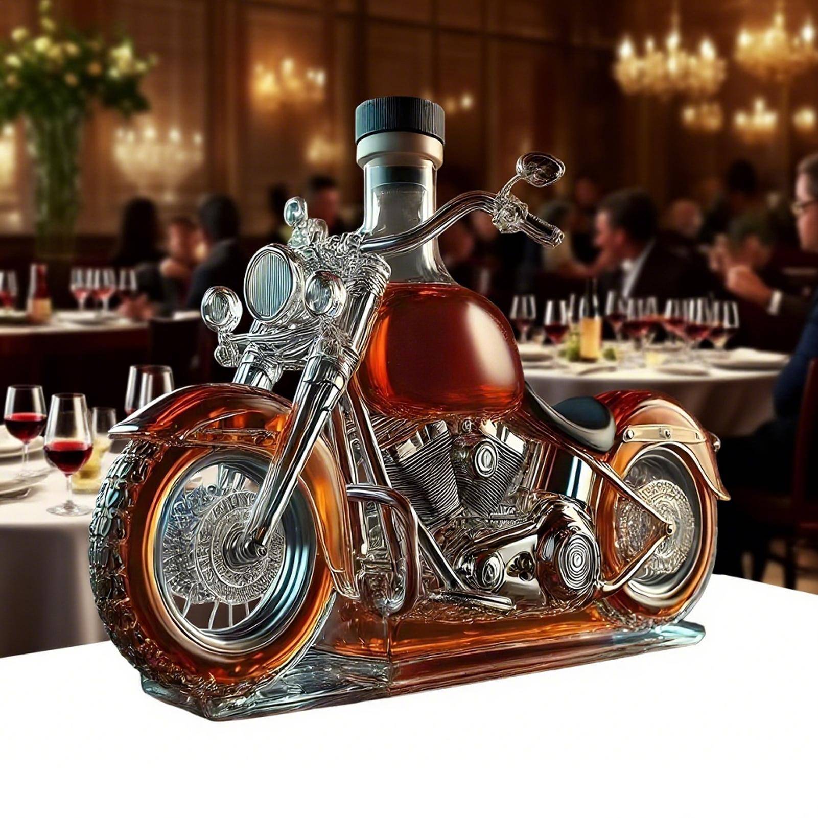 Ny Vinkaraff Motorcykel Glas Whiskykaraff Flaskor Vintage Spritluftare Skrivbordsdekor För Whisky Champagne Vodka