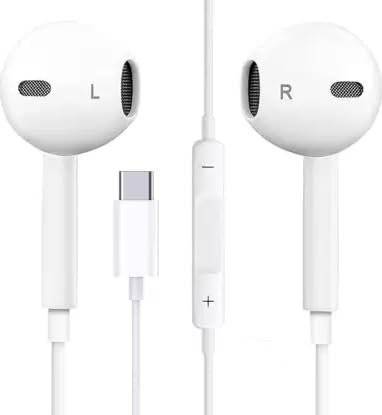 Hörlurar för iPhone 15/Pro/Max och Samsung med USB-C-kontakt, mikrofon , stereoljud