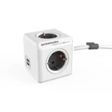 Allocacoc PowerCube extended usb - Kraftdistributionsenhet - AC 230 V - utgångskontakter: 4 (CEE 7/4) - vagnsgrå