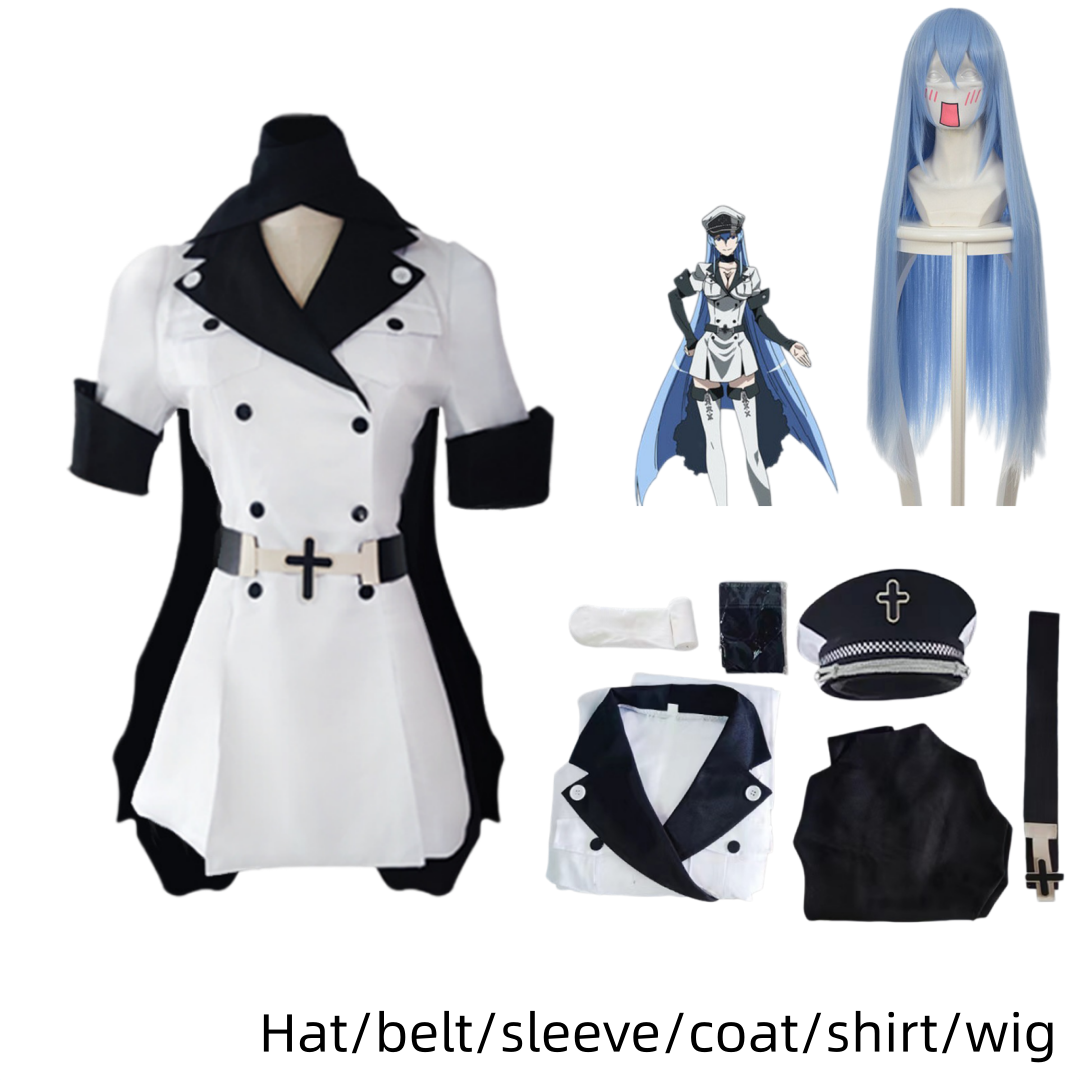 Aestas Cosplay Costume Anime Black and White Uniform Set with Accessories Suitable for Cosplay Parties and Anime Conventions