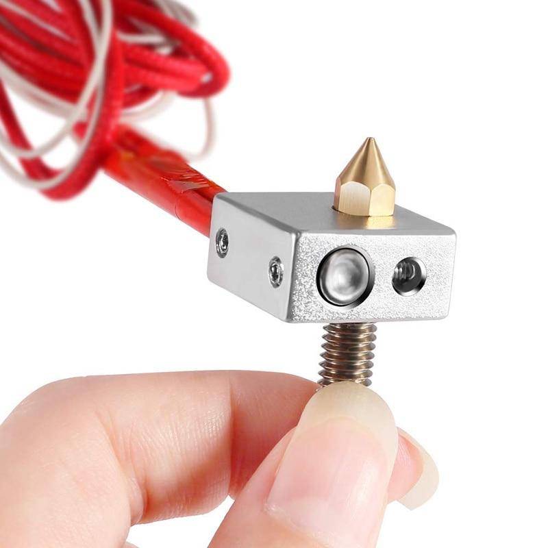 3D-skrivare Hot End 0,4 mm MK8 Mässing Extruder Munstycke 30 mm A8 Halsslang Värmeblock NTC 3950 Termistor 12V 40W Värmare red