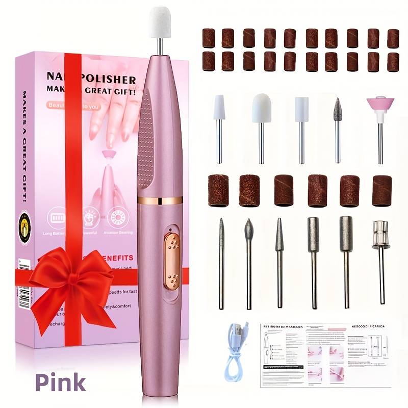 TEMU Usb Electric Nail Drill, Portable Nail Machine Kit, Nail And Foot Tools With Nail Drill And Polishing Kit, Electric Nail File, Nail Kit For Home Use, For Gifts
