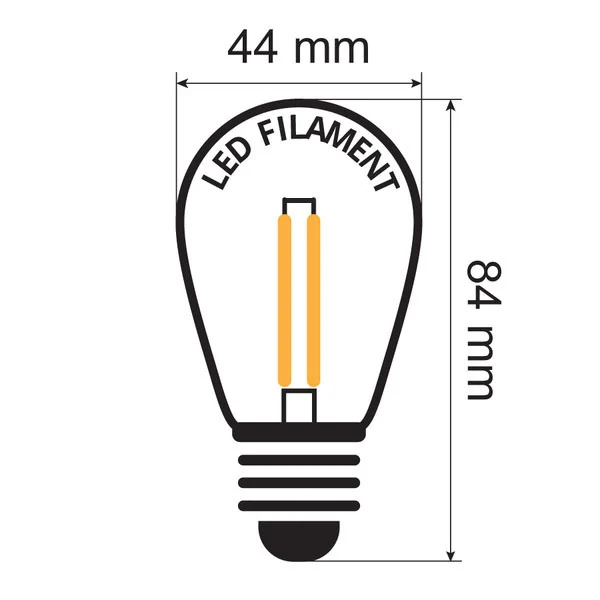 E27 Varmvit LED-lampa 2W med dubbeltråd, dimbar