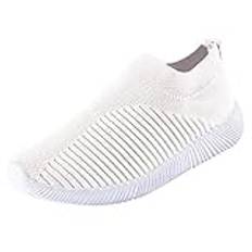 Slip-on skor dam sneakers, basic löparskor dam slip-on sportskor dam utomhus sneakers dam joggingskor fritidsskor damskor lätta andningsbara träningsskor, Vit, 40 EU