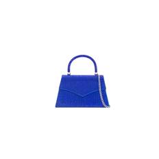 Royal Blue Diamante Top Handle Bag - One Size