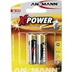 Ansmann 5015613 AA-batterier [2-pack] Långvarig alkalisk engångs AA-typ 1,5 V X-POWER batteri för ficklampor, väckarklockor, väggklockor, leksaker, kameror, fjärrkontroller, spelkonsoler