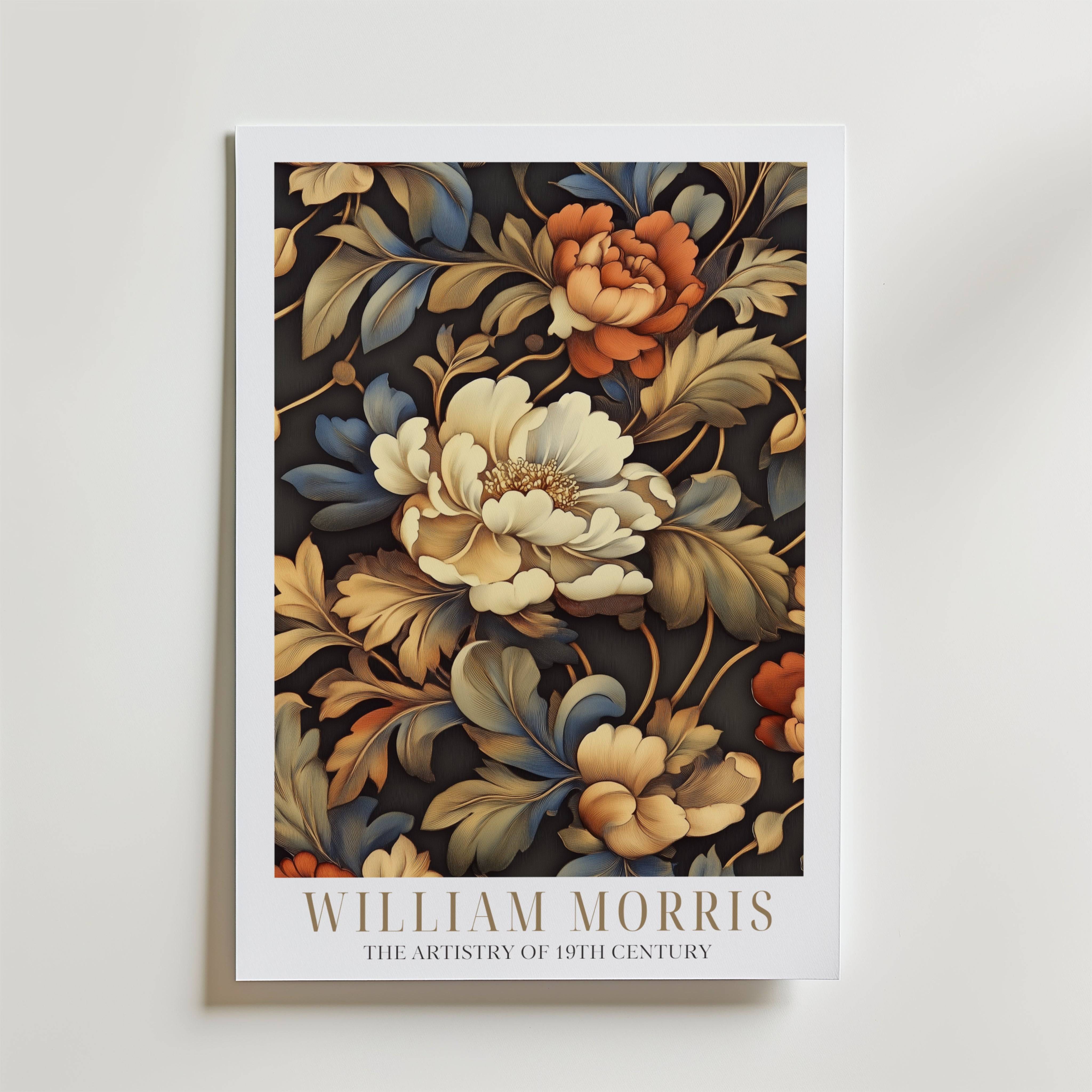 Golden Flowers Pattern William Morris Poster - Premium Canvas 21x30 cm