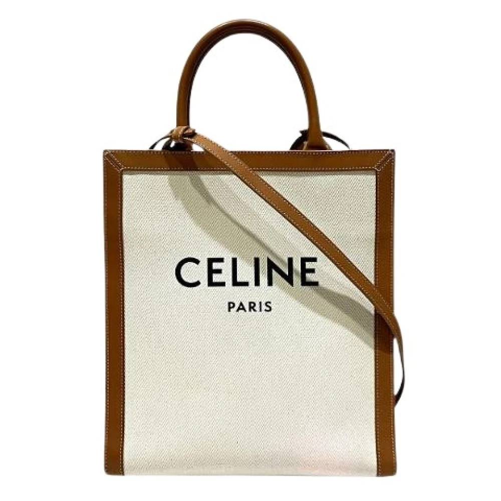 Celine Vintage - Pre-owned Vertical Cabas Small Canvas Leather Tote Bag Vintage - Dam - ONE Size - Läder