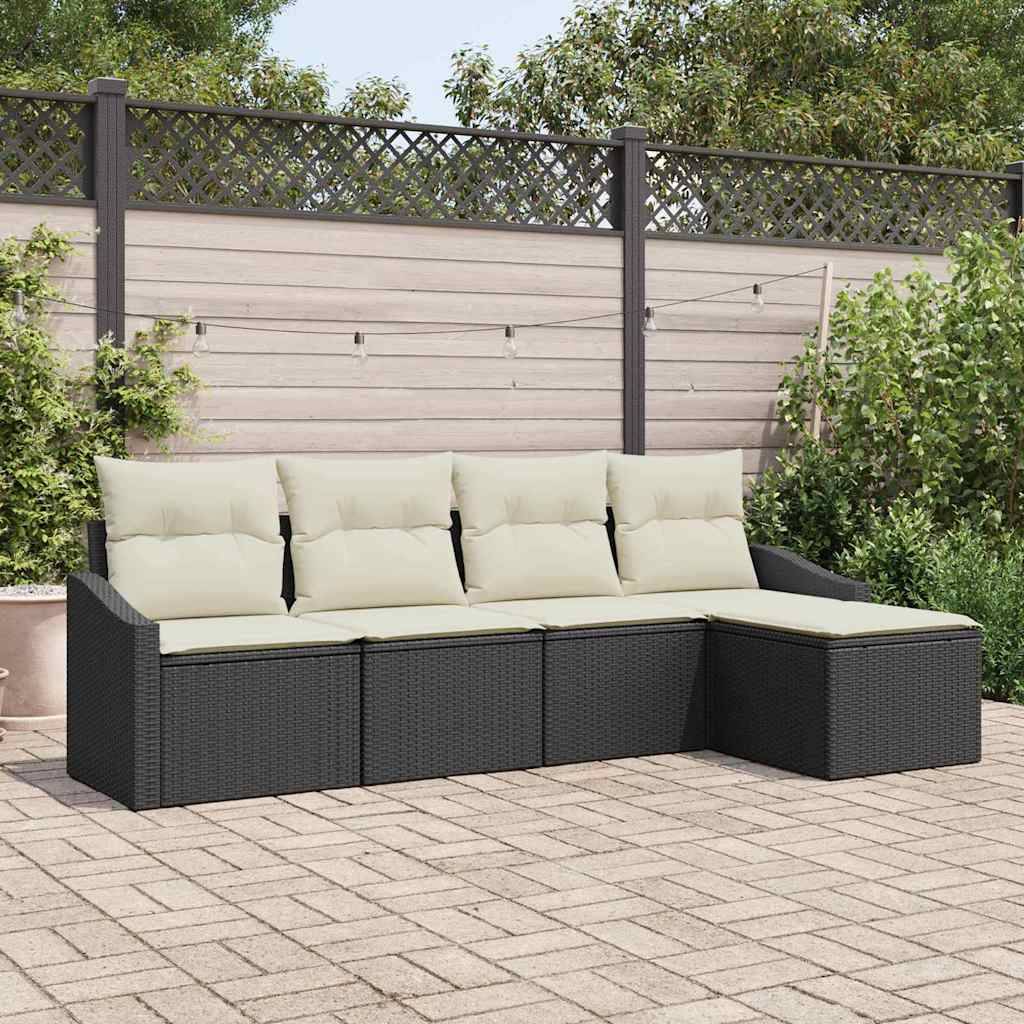 vidaXL Sofa Sæt med pude 5 pcs Sort polyrattan