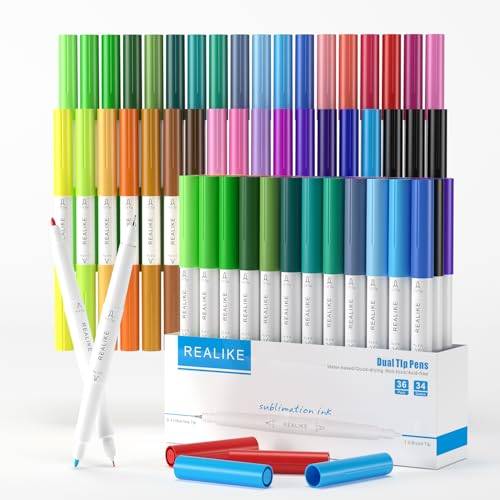 REALIKE Infusion färgsublimeringsmarkörer Cricut Maker 3/Maker/Explore 3/Air 2/Air Dual Tips 1.0/0.4 tips ritning bläck värmeöverföring för kopp