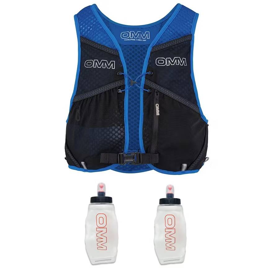 OMM TrailFire Vest + 2 x 350ml Flexi Flask Blue: S