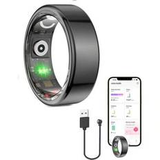 Smarta ringar för män kvinnor fitnessringar pulsmätare sömntracker hälsoring stegräknare kalorier stegräknare vattentät fitnesstracker för iOS Android - Multifärgad (Svart 10/20,Guld 10/20,Guld 11/21,5,Guld 9/19,Svart 11/21.5,Svart 9/19,Svart 8/18,Guld 8/18)