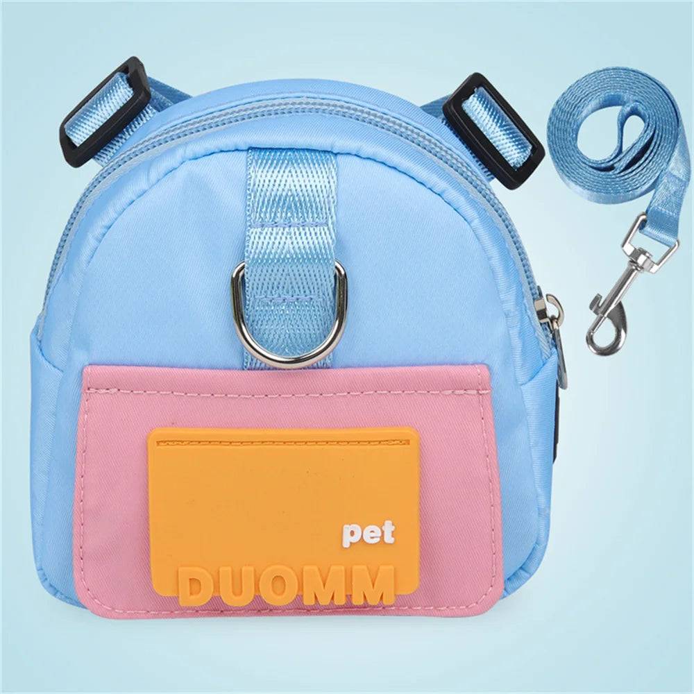 Dog Harness with Built-In Snack Bag | Adjustable Backpack Harness - Blue / M-advise 8-15kg / SPC (M-advise 8-15kg)