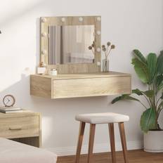 Vægmonteret Makeupbord med LED-lys Sonoma Eg