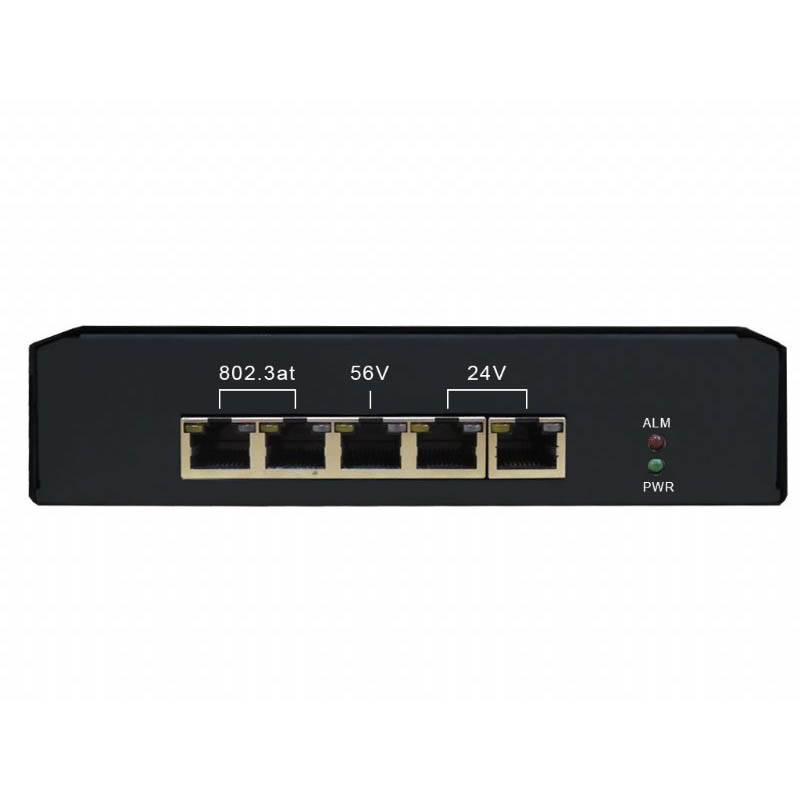 5-portars Gigabit PoE Switch/Extender (Endspan), 24V+56V ut