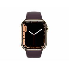 Apple Watch Series 7 Rostfritt stål 45 mm (2021) | GPS + Cellular | guld | Sportband körsbär