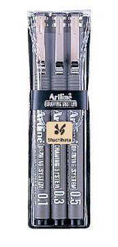 Tuschpenna Artline Drawing 3-pack svart