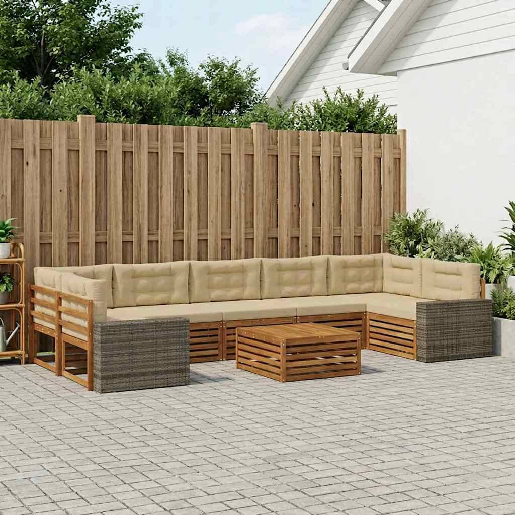 vidaXL Udendørs sofagruppe 8 stk. Naturlig og Beige