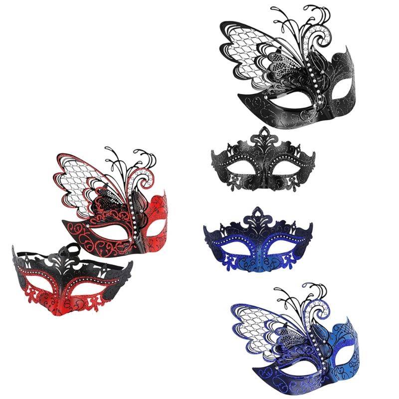2 st Maskeradmask Fjärilsögonmask för Män Kvinnor, Halloween Cosplay Ögonmask Maskerad Halvansiktsmask blå