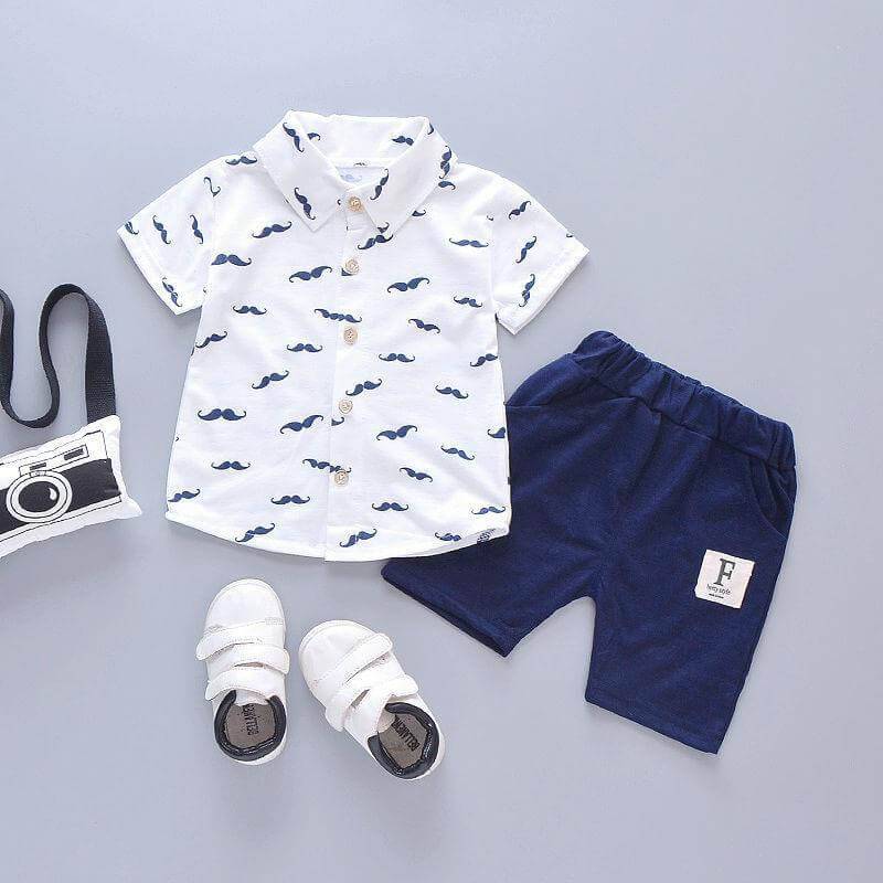 Cute Childrens Clothing Short Sleeve Cellulose Fiber Outfit - White / 100cm