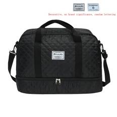 TEMU Multifunctional Quilted Bag—independent Shoe Compartment + Multiple + Rear Luggage Fixed Pouch, Rhombus Grid Durable Material, All-purpose For Gym And Daily Use!