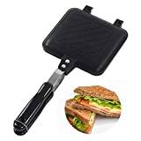 Sandwich Pan Breakfast Double Sided Frying Flat Bottom Nonstick Panini Maker Pattern Grid Panini Maker Press Toastie Toasty Sandwich Camping Toaster Toasted and Grill