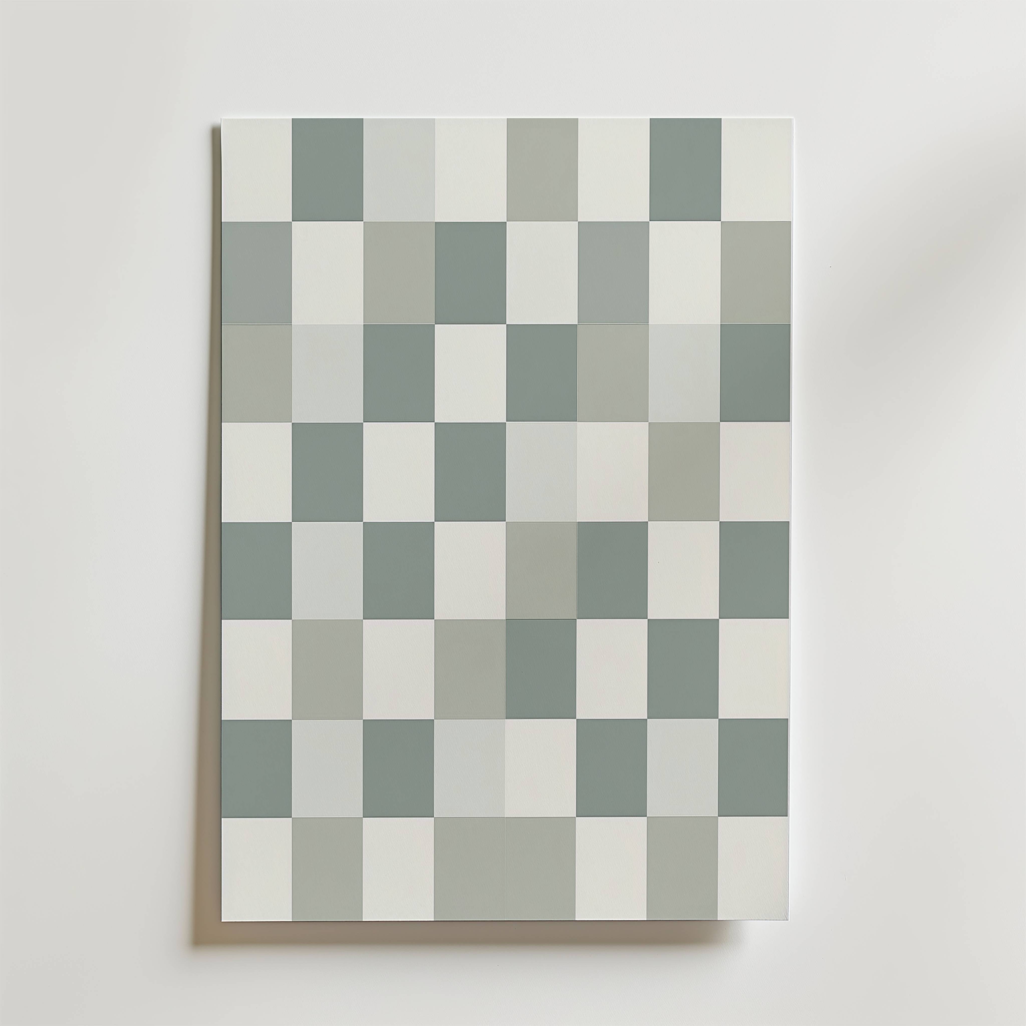 Grey Checkerboard Poster - Premium Canvas 50x70 cm