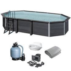 GRE Komposit Pool Oval 6,64x3,86x1,24 m (komplet m/teknik) - PoolOasen