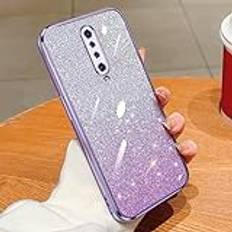 ATISIJIE Transparent Glitter Skal för Motorola Moto E7 Plus,Stötskyddad Telefon Bumper Bling Gnistra för Kvinnor Flickor Fodral för Motorola Moto E7 Plus-Purpur