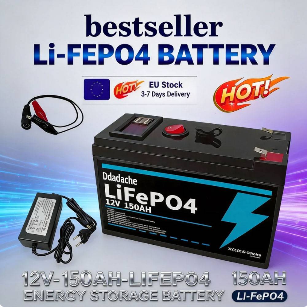 LiFePO4 12V 150Ah Lithium Battery,for UPS, Kayak Fish Finder, Solar Panel, Power Wheels Toys, Scooter, RV,Boat