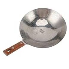 Non Stick Wok Pan, Rostfritt Stål Wok Deep Fry Fry Pan med Induktionsbotten Stekpanna med Trähandtag Non Induction Trähandtag Flat Base Pan för Elektrisk Induktion (24 cm)