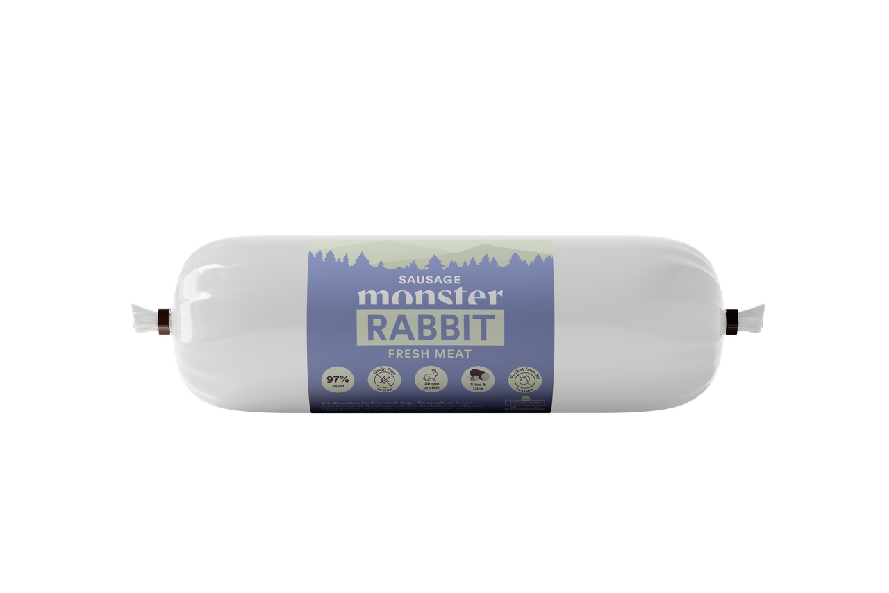 Monster Dog Sausage Rabbit Hundfoder - 12 x 400 g