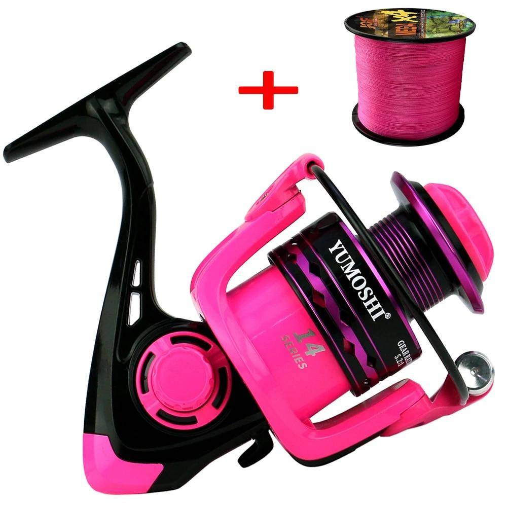 Stong Power Fishing Rule +Line 2000-7000 Spinning Stabilare för alla fiskarter Vänster/Höger Hand Spinning Rule Max Drag 5-12Kg rosa