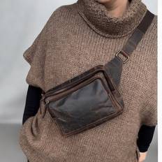 Sydney square bumbag - Hunter brun bøffellæder - unisex - Freja skind