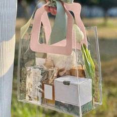 1pc Thick Transparent Pvc Handbag,PVC Beach Bag Holiday Party Tote Bags, Gift Bags, Reusable Clear Tote Bags, Shopping Bags, Party Bags, Craft Tote Ba - Pink - Large,Medium,Small,Large/2PCS,Small/2PCS,Medium/2PCS