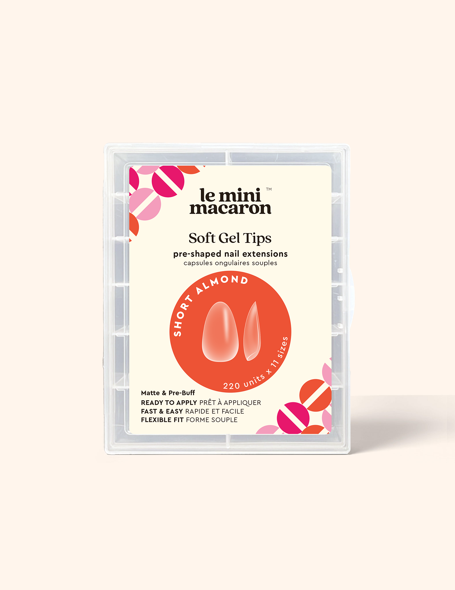 Le Gel Nail Tips (Matte & Pre Buff Effect), Short Almond