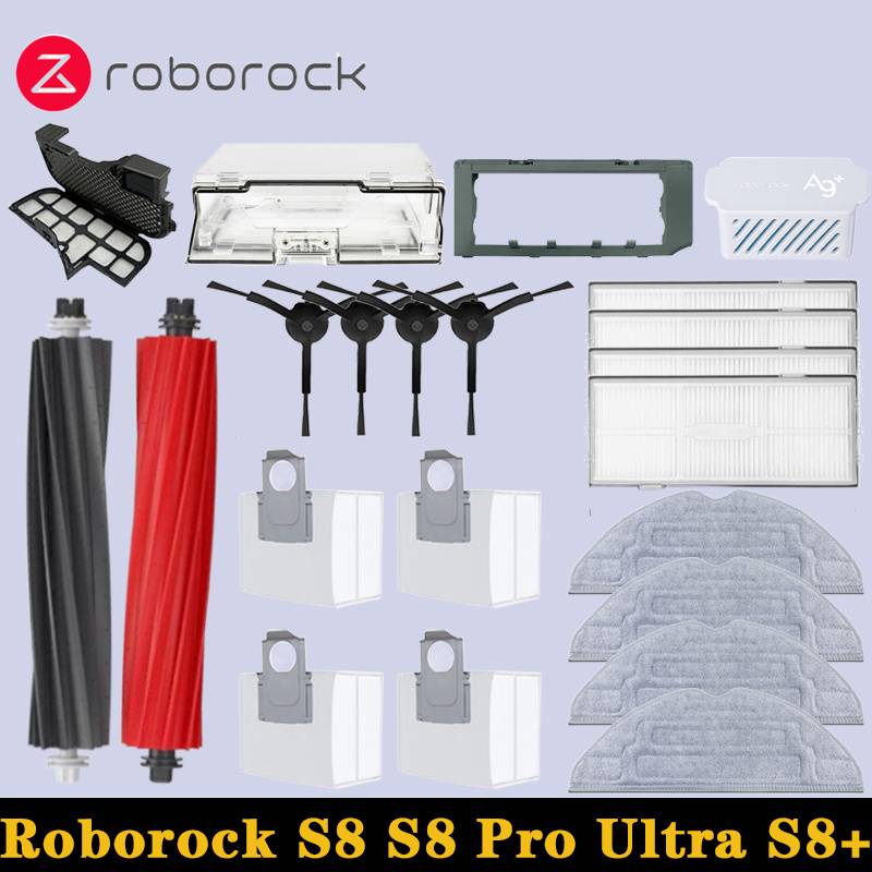 Roborock S8 Pro Ultra S8+ Robot Vacuum Spare Parts Main Side Brushes Mop Cloths HEPA Filters Dust Bags Accessories