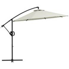 Ø293 Cm Cantilever Paraply Med Krydsbund, Parasol Med Håndsving, Vip Og 8 Ribber, Hængende Terrasse Paraply, Creme