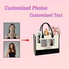 Personalized Customized Photos Tote Bag, Custom Tote Bags, Promotional Tote Bag, Your Text, Image, Logo Bag, Trade Show Gift Bag, Custom Shopper, Shop - Beige