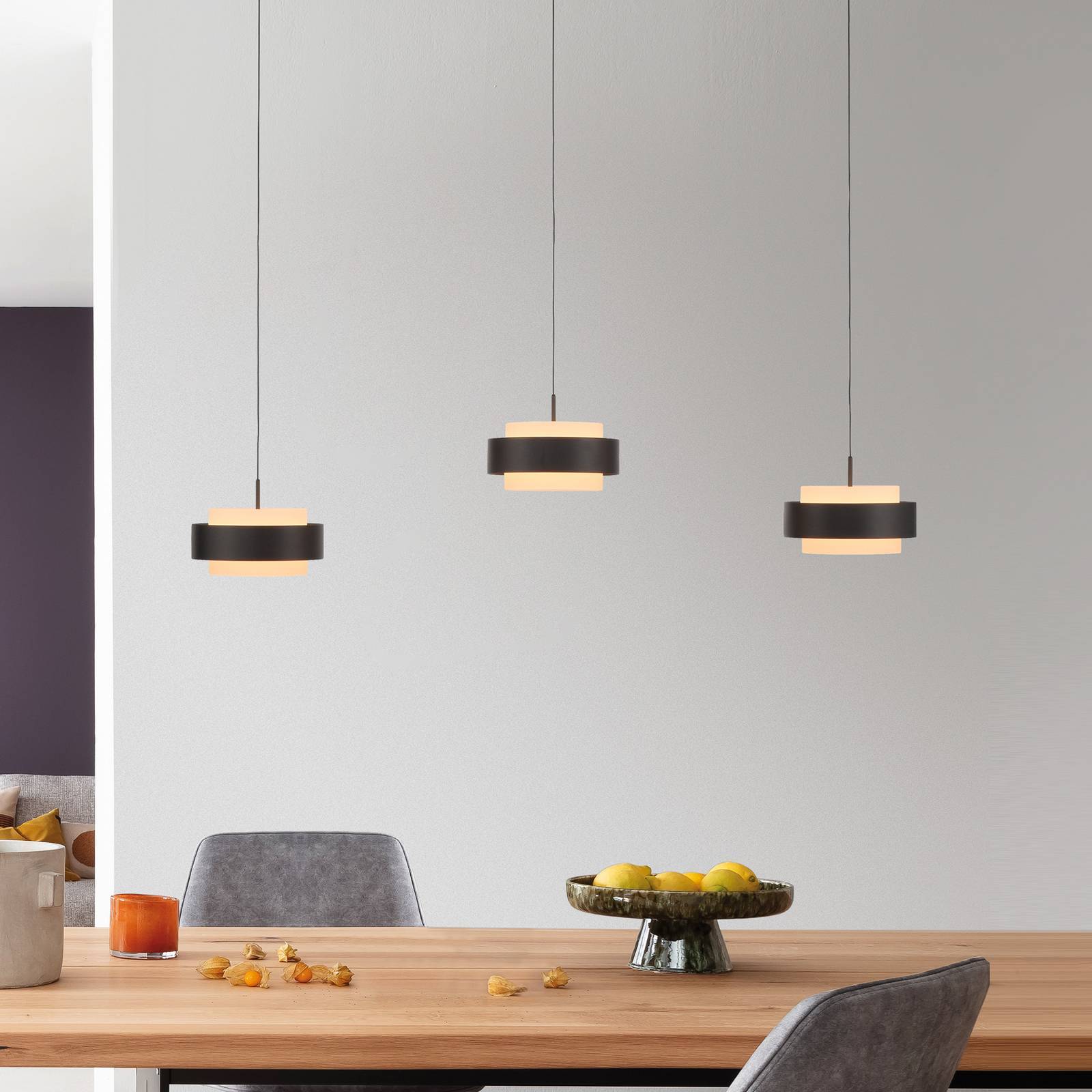 Schöner Wohnen Pendellampa Elmo, dimbar, Svart, Vardagsrum / matsal, Metall, Modern